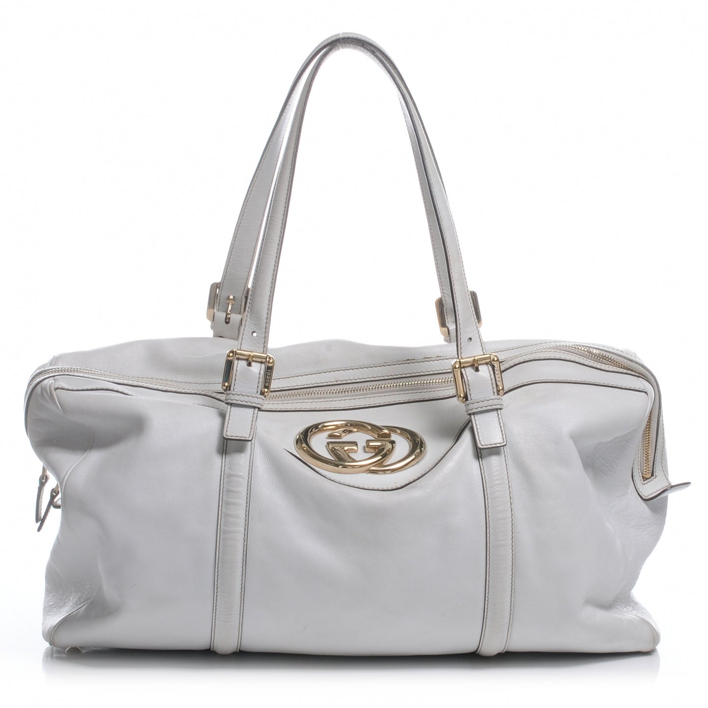 Leather Britt Large Boston White