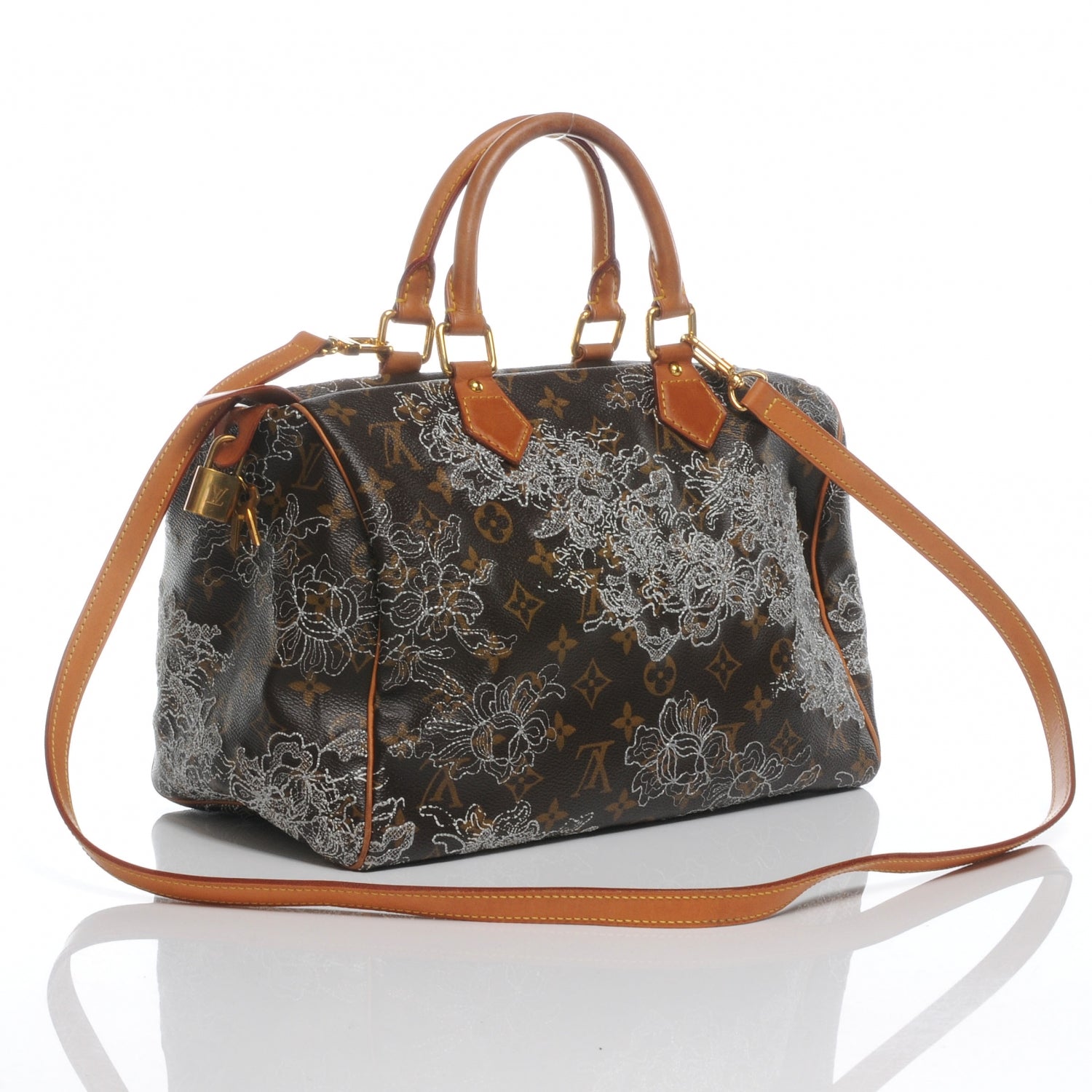 Louis Vuitton Monogram Dentelle Speedy 30 Silver 3 of 7