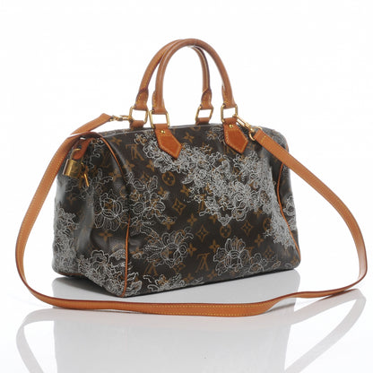 Louis Vuitton Monogram Dentelle Speedy 30 Silver 3 of 7