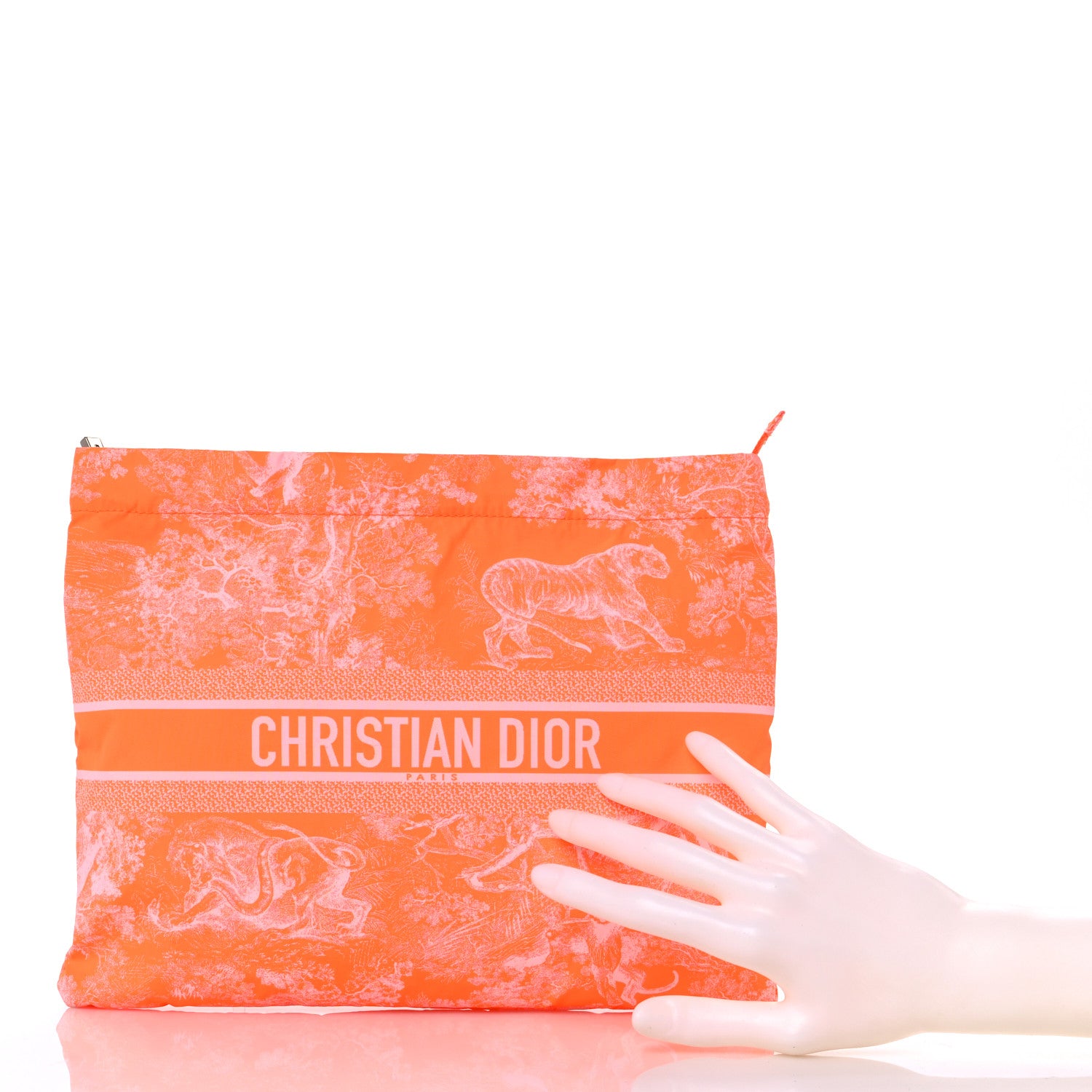 Christian Dior Canvas Embroidered Toile De Jouy Diortravel Zipped Pouch Orange 2 of 10