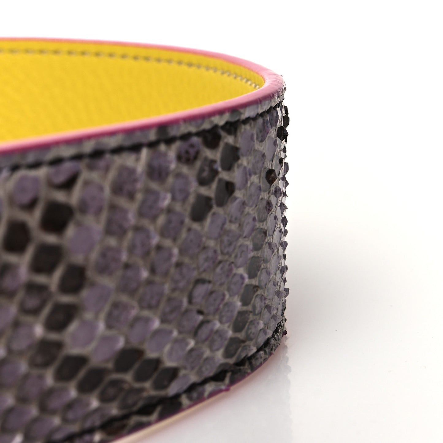 Shiny Snakeskin Vitello Dolce Strap You Purple Yellow