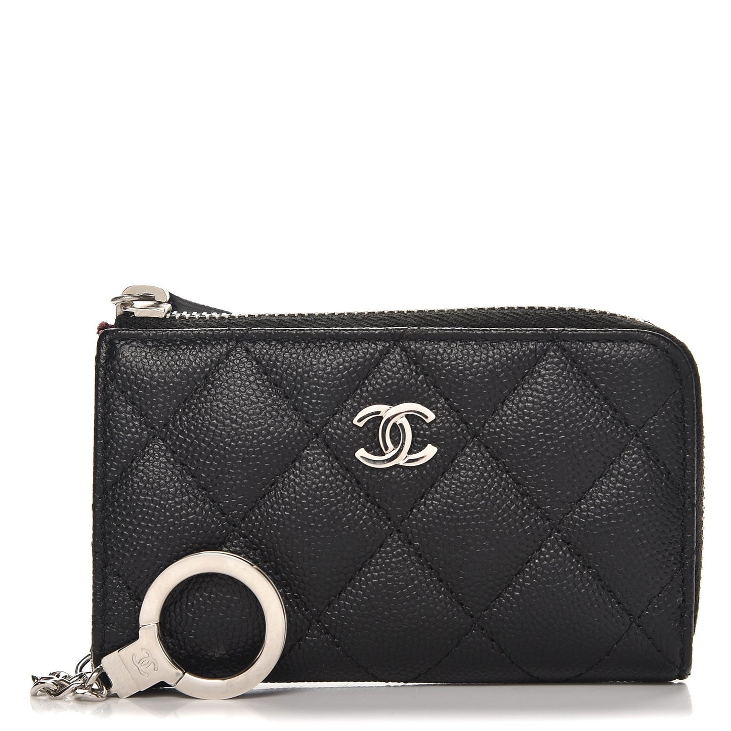 Caviar Quilted Key Holder Case Black