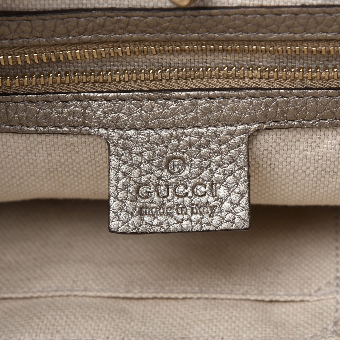 Metallic Pebbled Calfskin Medium Soho Chain Shoulder Bag Golden Beige