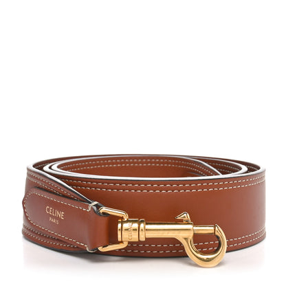 Celine Smooth Calfskin Logo Embroidered Long Strap Tan 1 of 5
