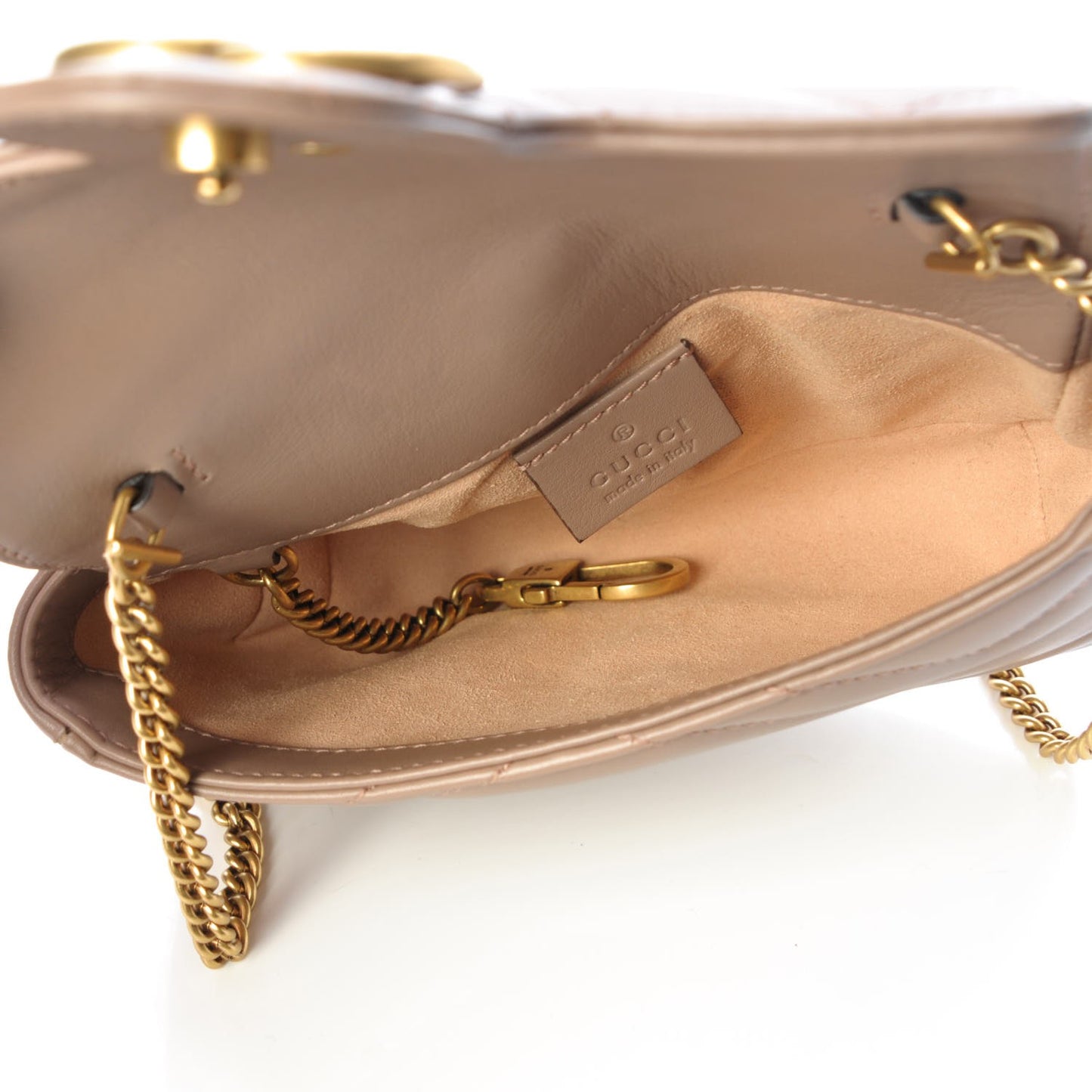 Calfskin Matelasse Super Mini GG Marmont Shoulder Bag Porcelain Rose