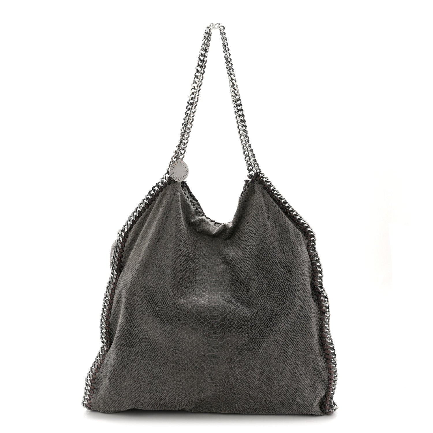 Stella McCartney Metallic Faux Snakeskin Big Falabella Tote Grey 1 of 13
