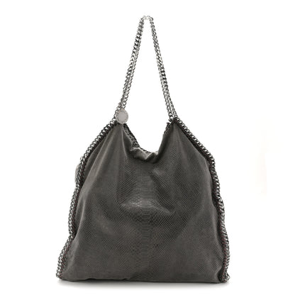 Stella McCartney Metallic Faux Snakeskin Big Falabella Tote Grey 1 of 13