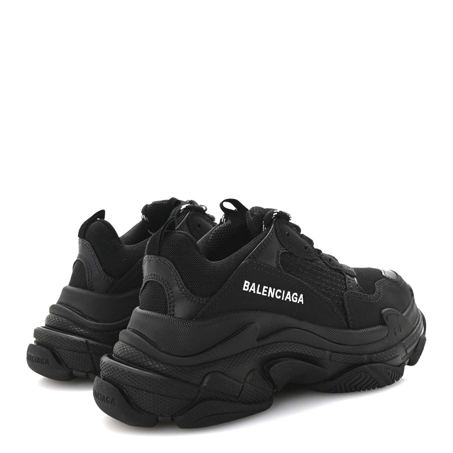 Balenciaga Fabric Mesh Womens Triple S Sneakers 36 Black 5 of 10
