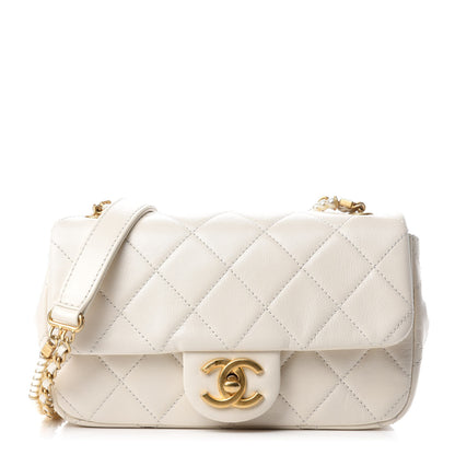 Chanel Calfskin Quilted Mini Crystal Pearls Rectangular Flap White 1 of 10