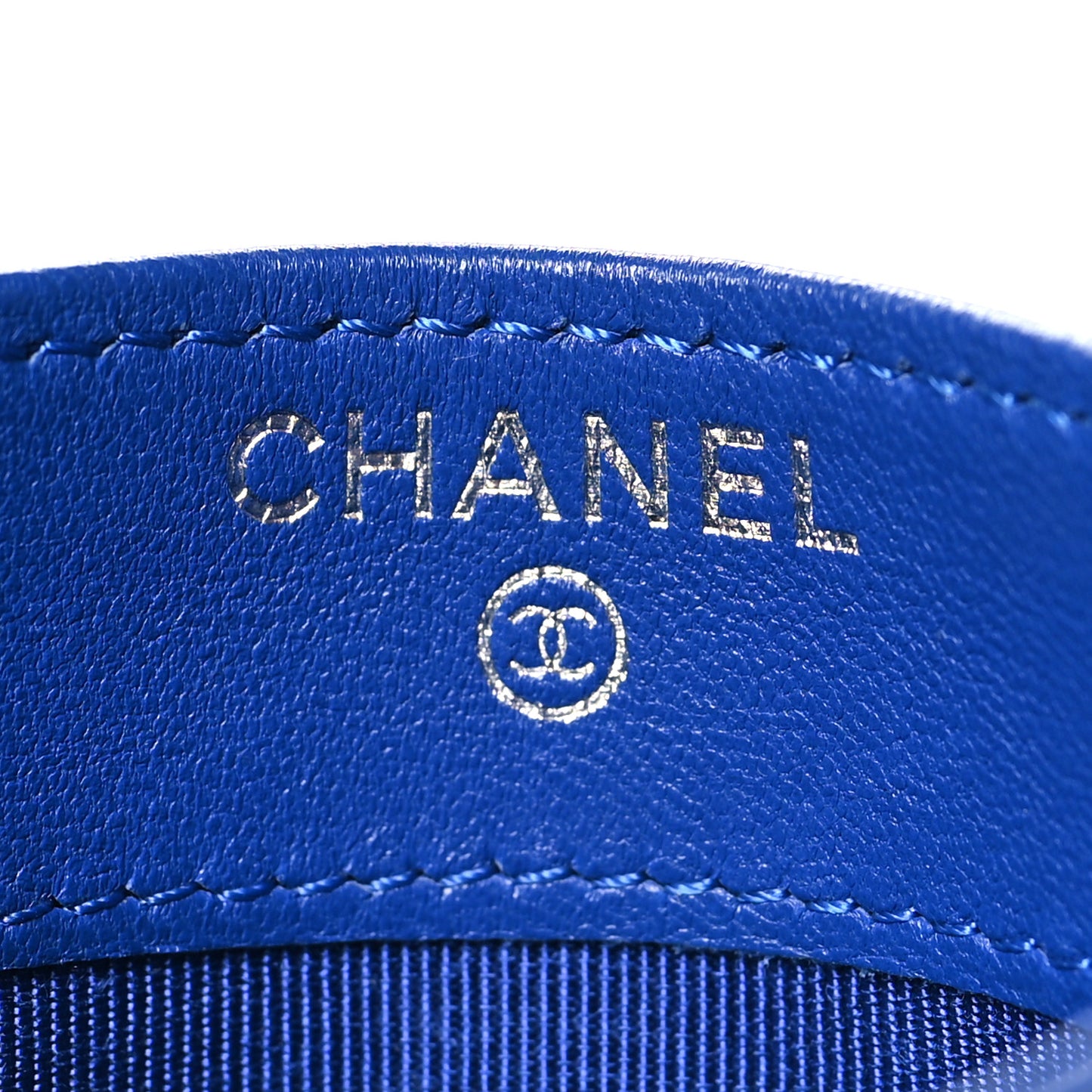 Lambskin Quilted Card Holder Blue