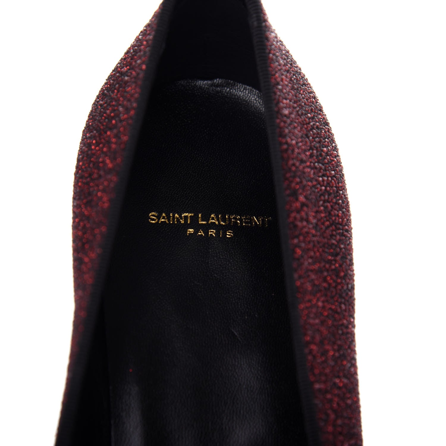 Saint Laurent Metallic Calfskin Smoking Slipper Flat Loafers 38 Red Glitter 8 of 11