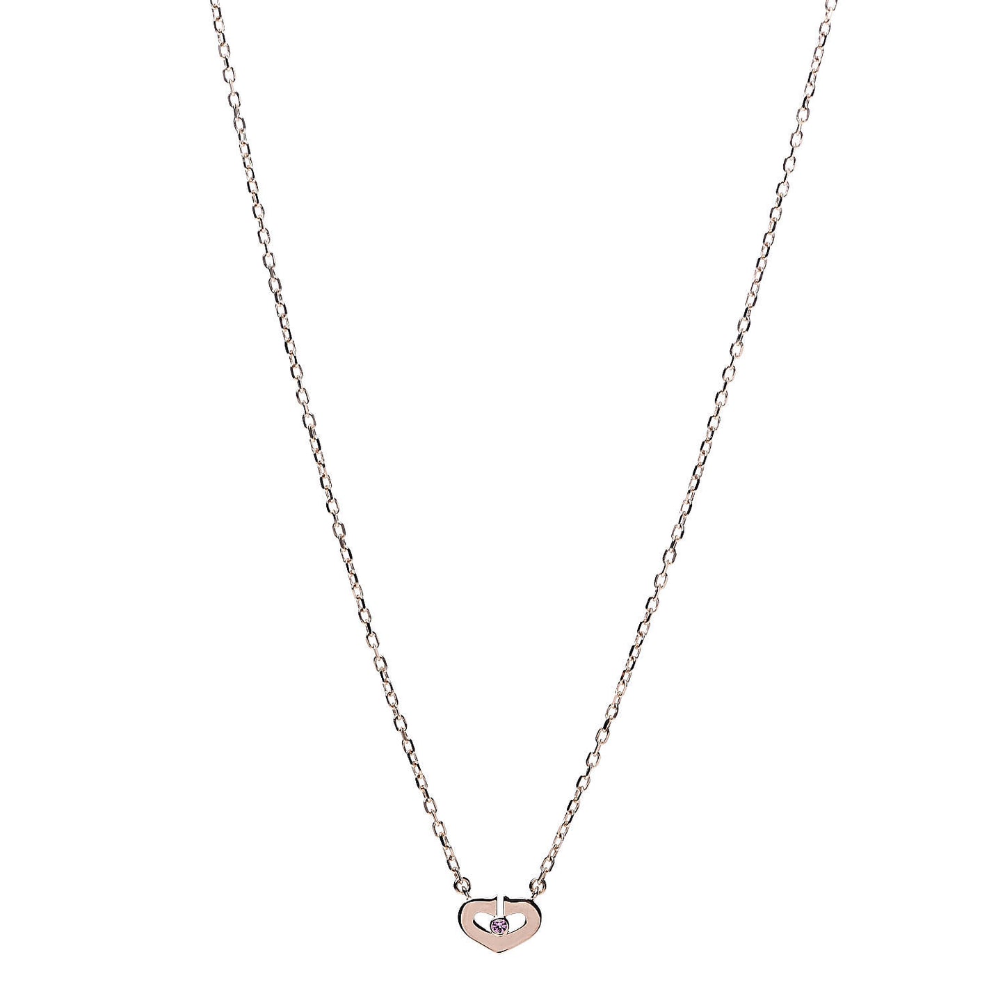 18K Pink Gold Pink Sapphire XS Hearts and Symbols Necklace