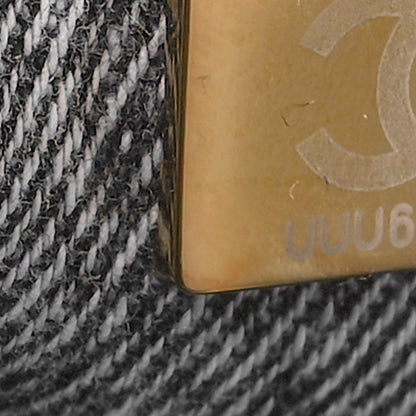 Chanel Washed Denim Quilted Chanel 19 East West Shopping Bag Black White 7 of 9