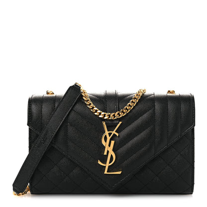 Saint Laurent Grain De Poudre Textured Mixed Matelasse Triquilt Small Monogram Satchel Black 1 of 9