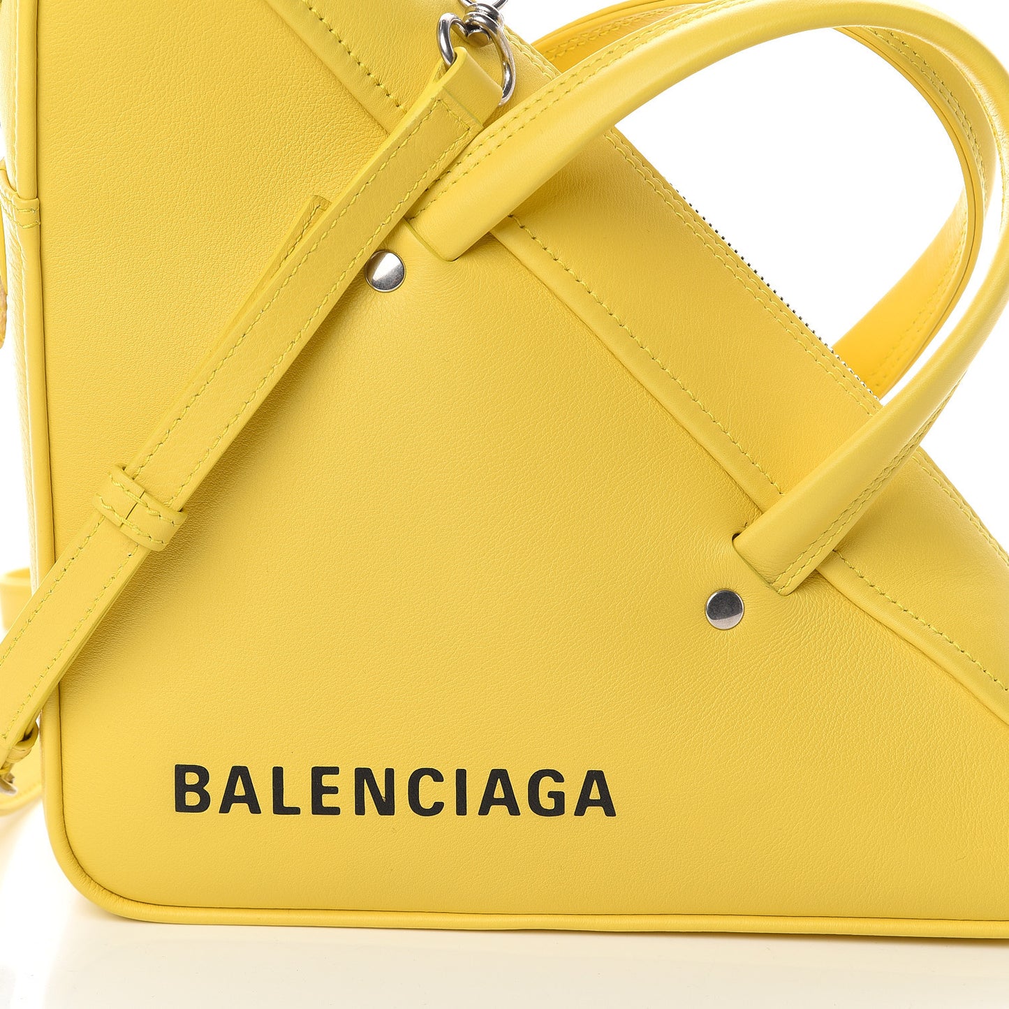 Shiny Day Calfskin Logo S Triangle Duffle Jaune Black