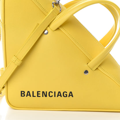 Balenciaga Shiny Day Calfskin Logo S Triangle Duffle Jaune Black 6 of 8
