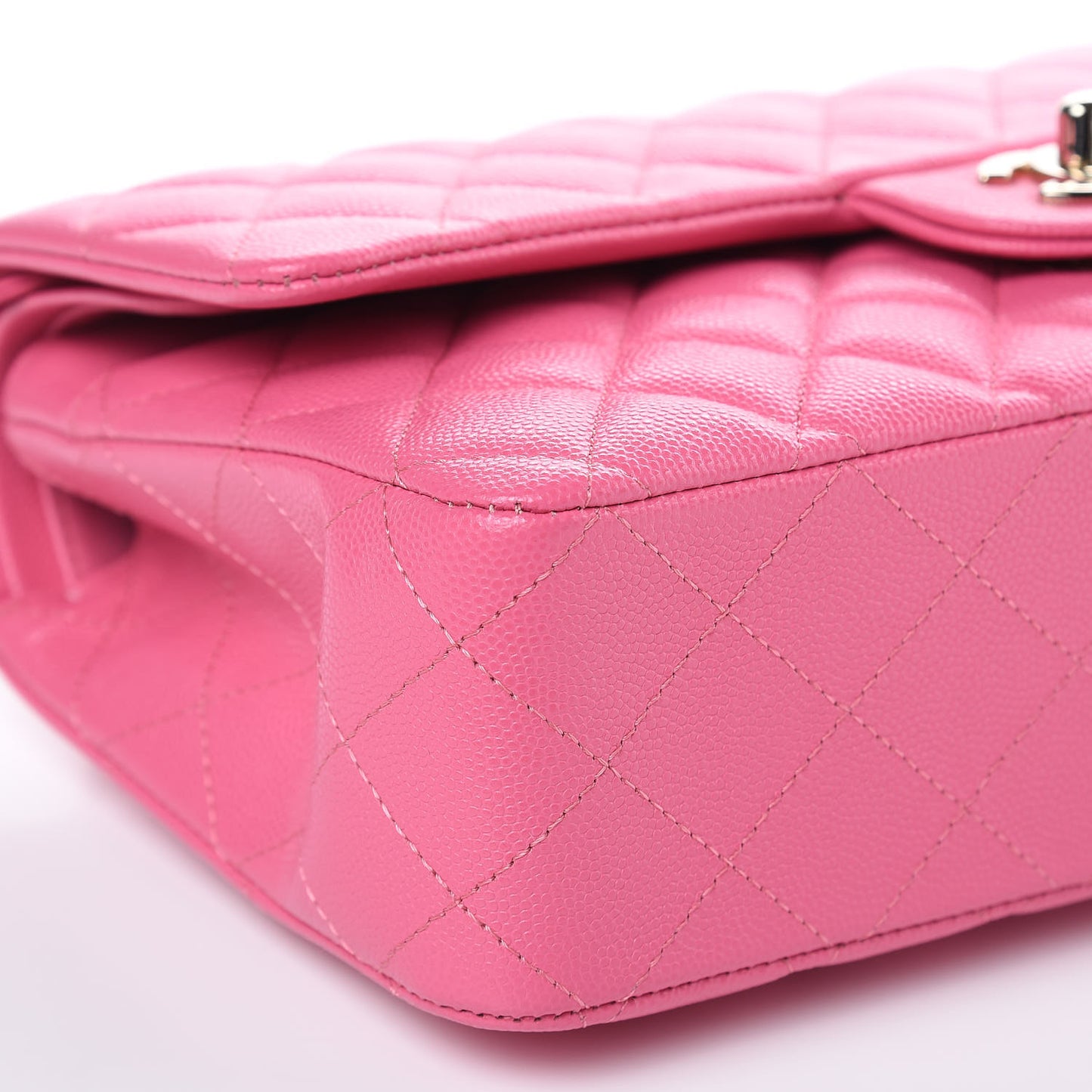 Caviar Quilted Medium Double Flap Pink