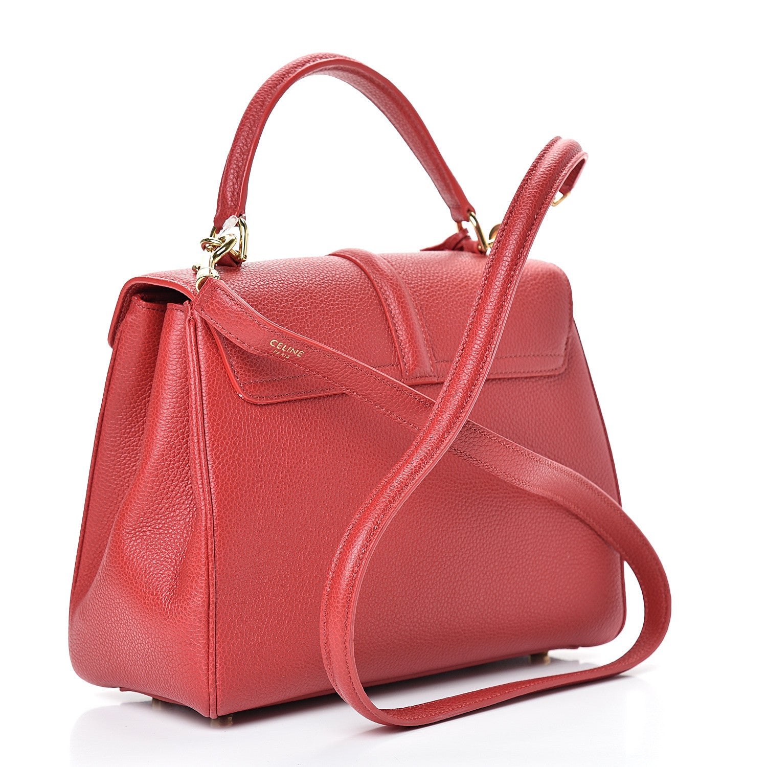 Celine Grained Calfskin Small 16 Top Handle Bag Red 2 of 10