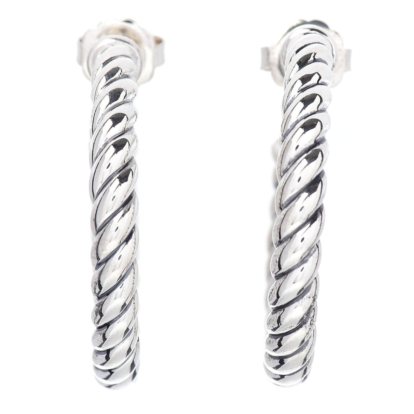 Sterling Silver Small Sculpted Cable Hoop Earrings