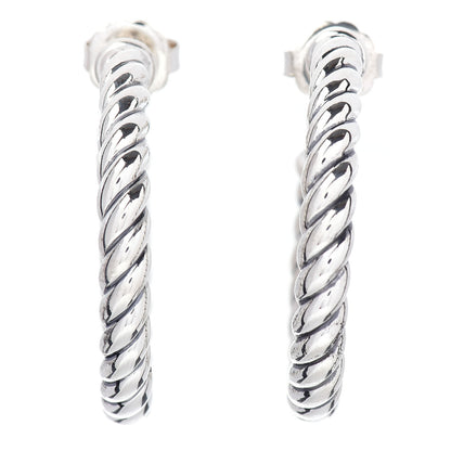 David Yurman Sterling Silver Small Sculpted Cable Hoop Earrings 1 of 4