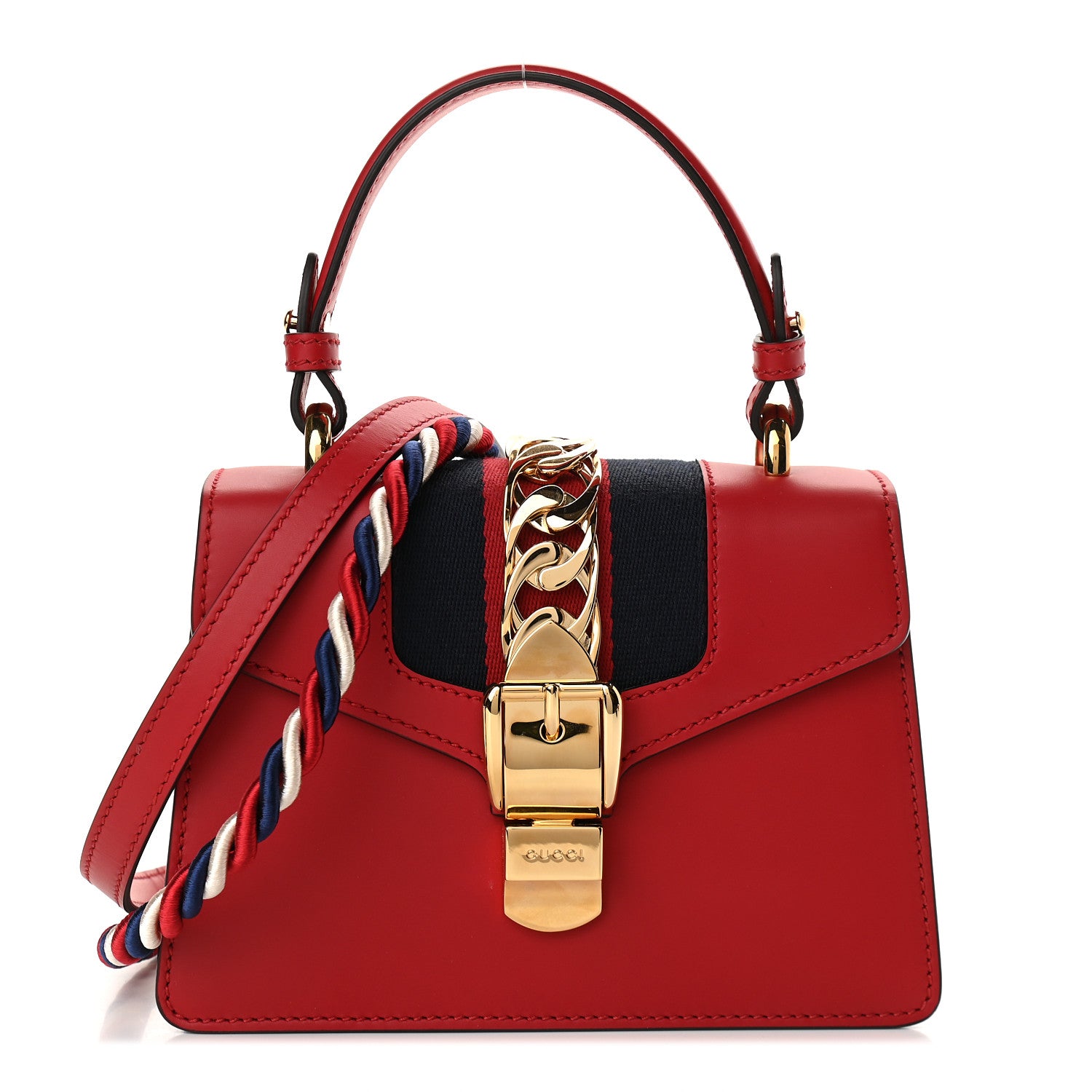 Gucci Calfskin Mini Sylvie Top Handle Bag Hibiscus Red 1 of 9