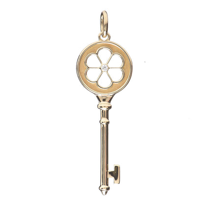 Tiffany 18K Yellow Gold Diamond Blossom Key Pendant 1 of 3