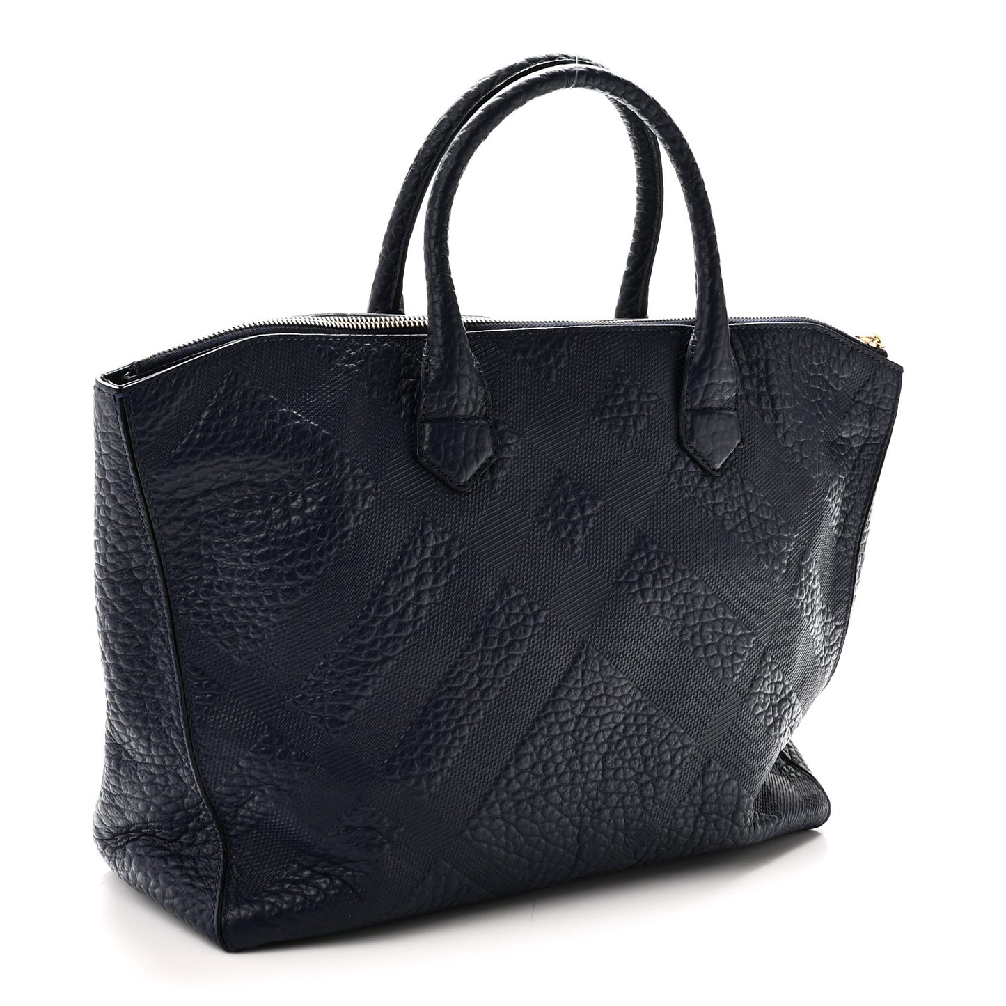 Heritage Grain Check Embossed Medium Dewsbury Tote Blue Carbon