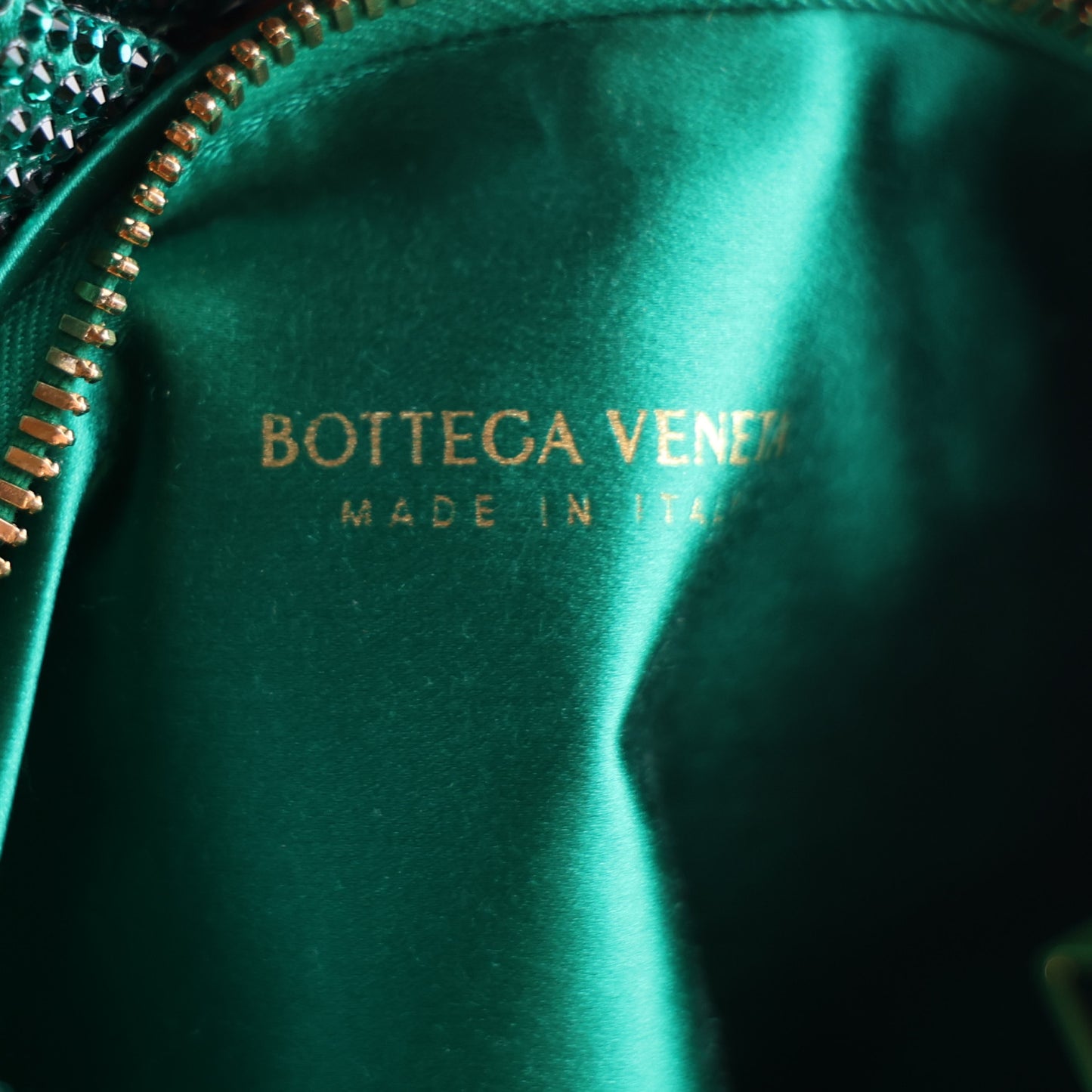 Crystal Embellished Satin Mini Hotfix Jodie Emerald