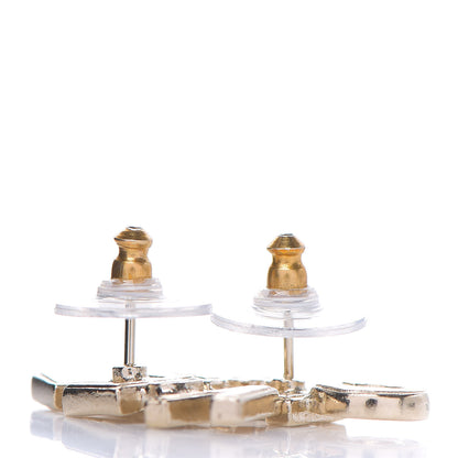 Chanel Crystal Pearl Signature Stud Earrings Gold 3 of 3