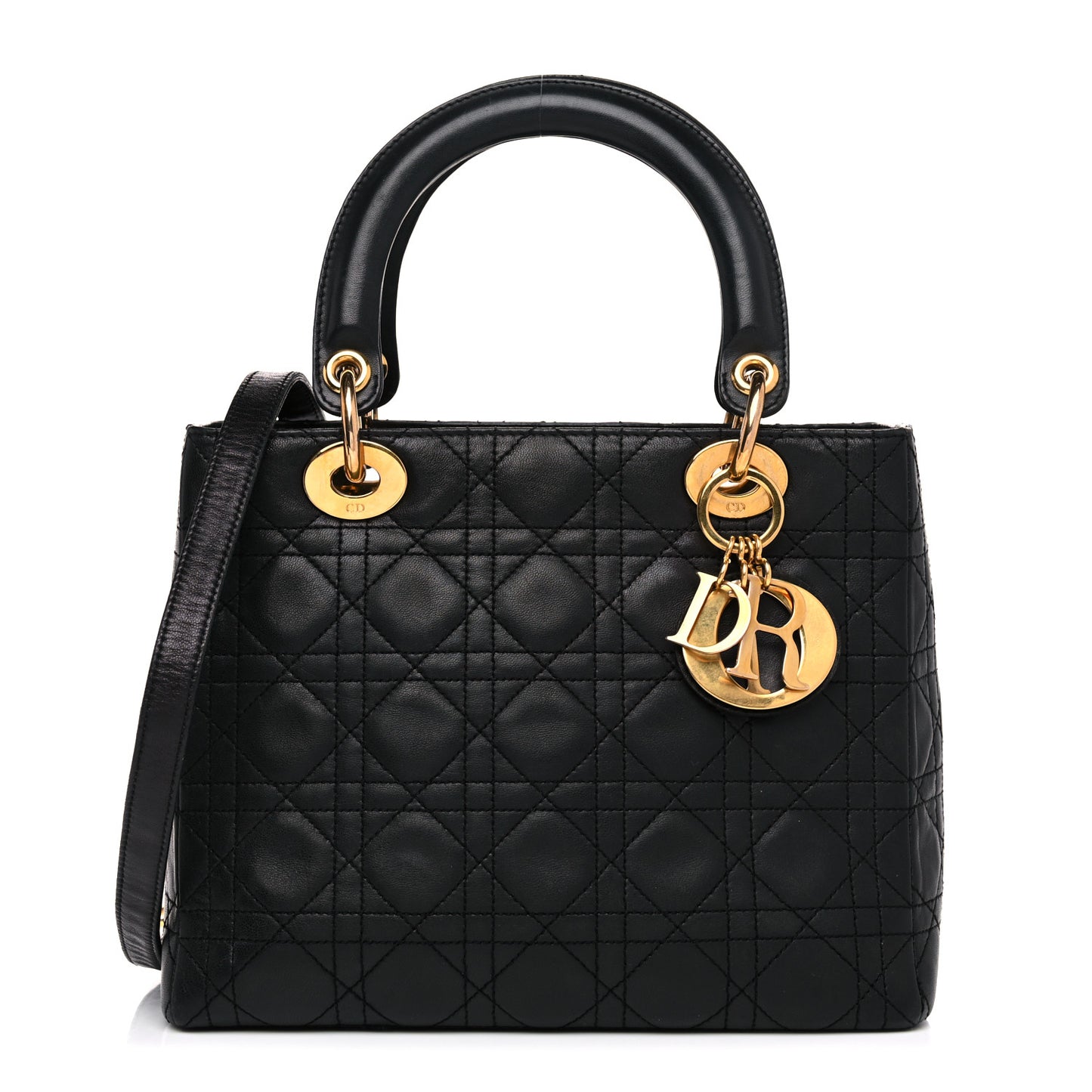 Lambskin Cannage Medium Lady Dior Black