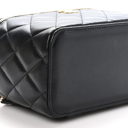 Chanel Lambskin Quilted Small Top Handle Vanity Case With Chain Black 9 of 10