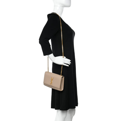 Saint Laurent Grain De Poudre Small Monogram Kate Satchel Dark Beige 2 of 11