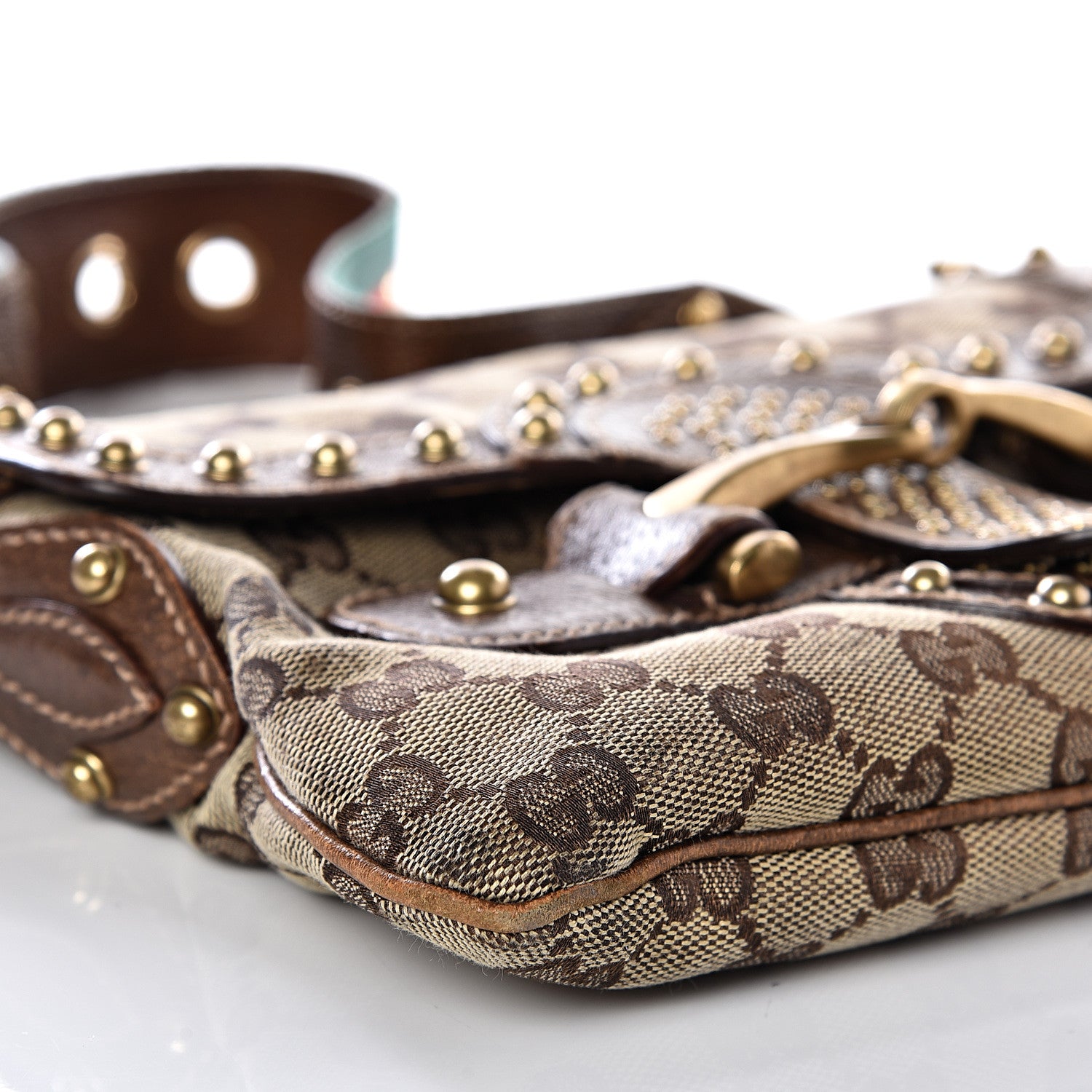Gucci Monogram Studded Pelham Runway Flap Bag Brown 7 of 13