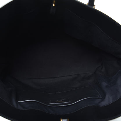 Saint Laurent Calfskin Raffia Medium Shopper Tote Black 5 of 9