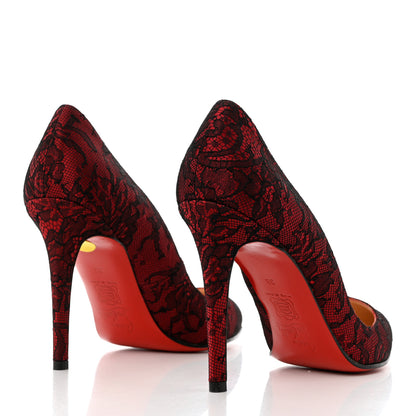 Christian Louboutin Lace Pigalle Follies 100 Pumps 38 Red 4 of 11
