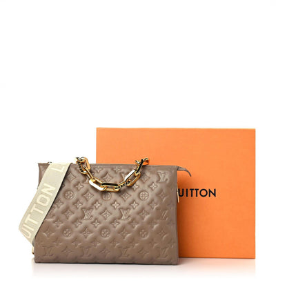 Louis Vuitton Lambskin Embossed Monogram Coussin MM Taupe 9 of 9