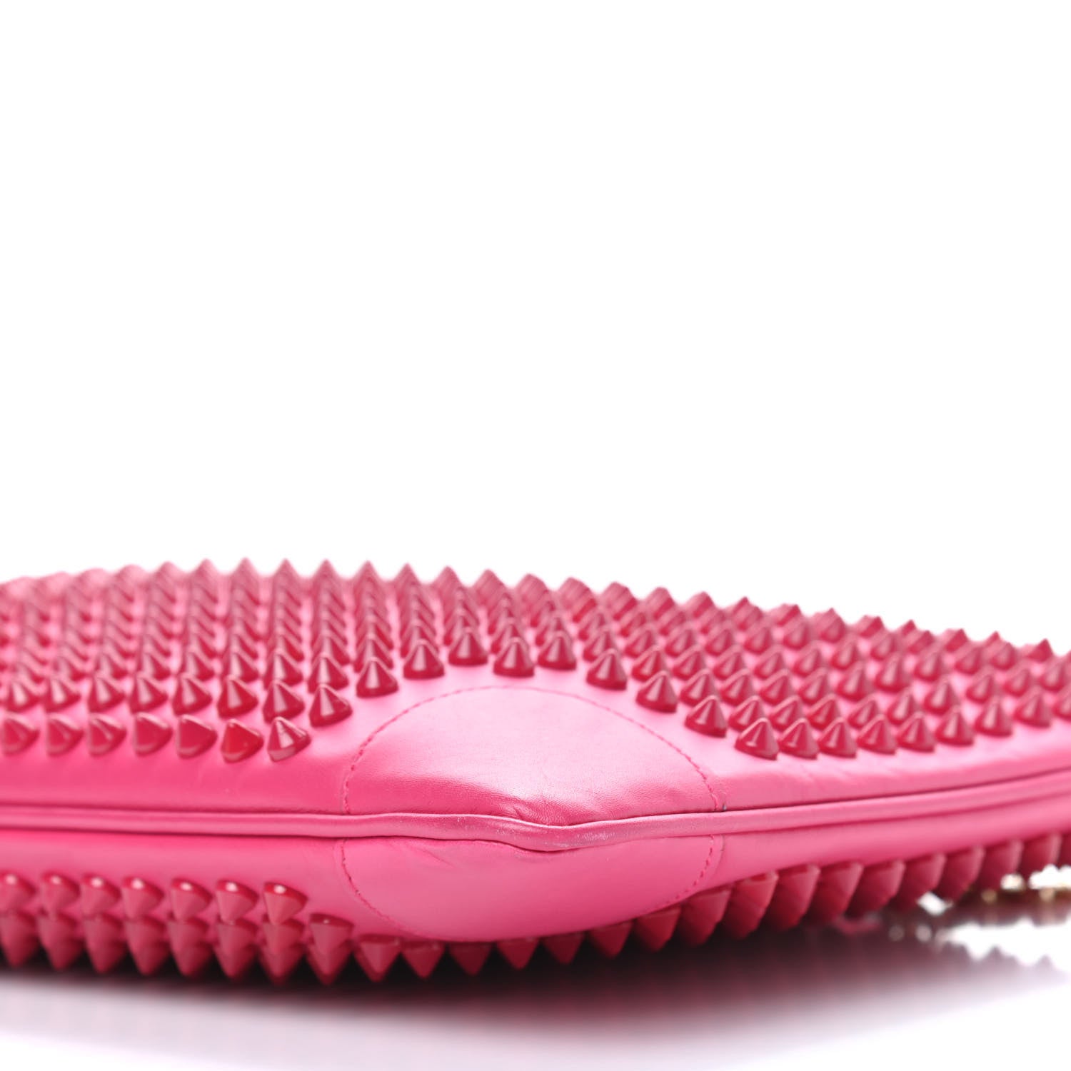 Christian Louboutin Calfskin Spikes Loubiposh Chain Clutch Fuchsia 9 of 11
