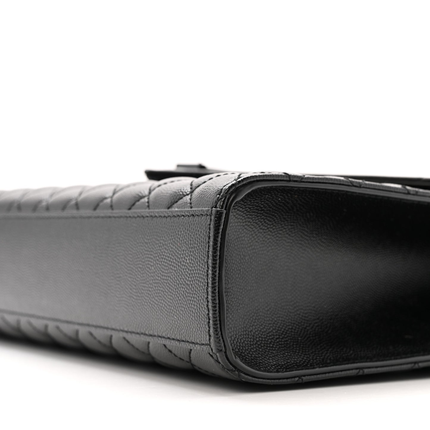 Grain De Poudre Textured Mixed Matelasse Large Triquilt Monogram Monochrome Satchel Black