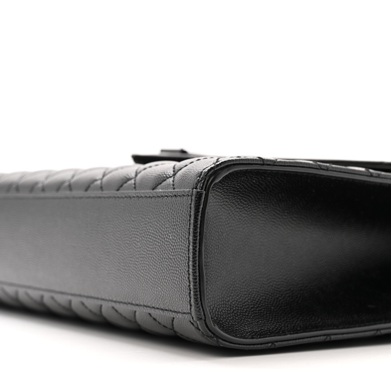 Saint Laurent Grain De Poudre Textured Mixed Matelasse Large Triquilt Monogram Monochrome Satchel Black 10 of 13
