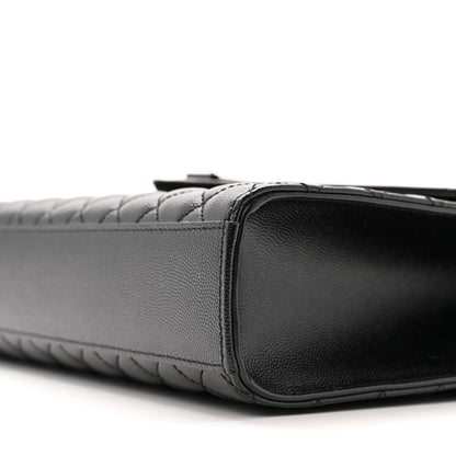Saint Laurent Grain De Poudre Textured Mixed Matelasse Large Triquilt Monogram Monochrome Satchel Black 10 of 13
