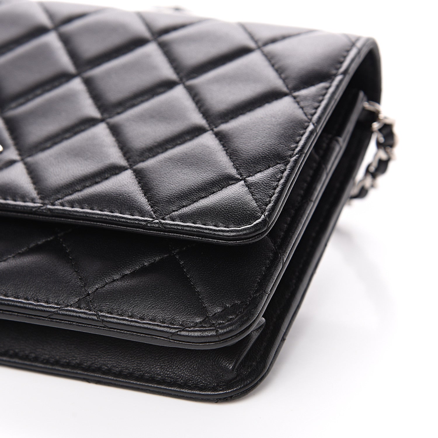 Chanel Lambskin Quilted Wallet On Chain WOC Black 10 of 12