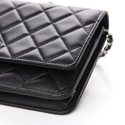 Chanel Lambskin Quilted Wallet On Chain WOC Black 10 of 12