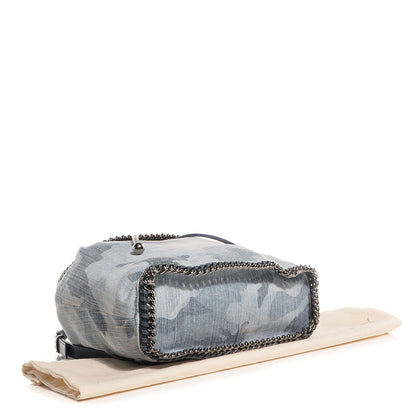 Stella McCartney Faux Leather Denim Shaggy Deer Camo Backpack Bag Pale Blue 4 of 8