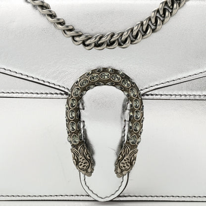 Gucci Metallic Calfskin Crystal Mini Dionysus Shoulder Bag Silver 8 of 13