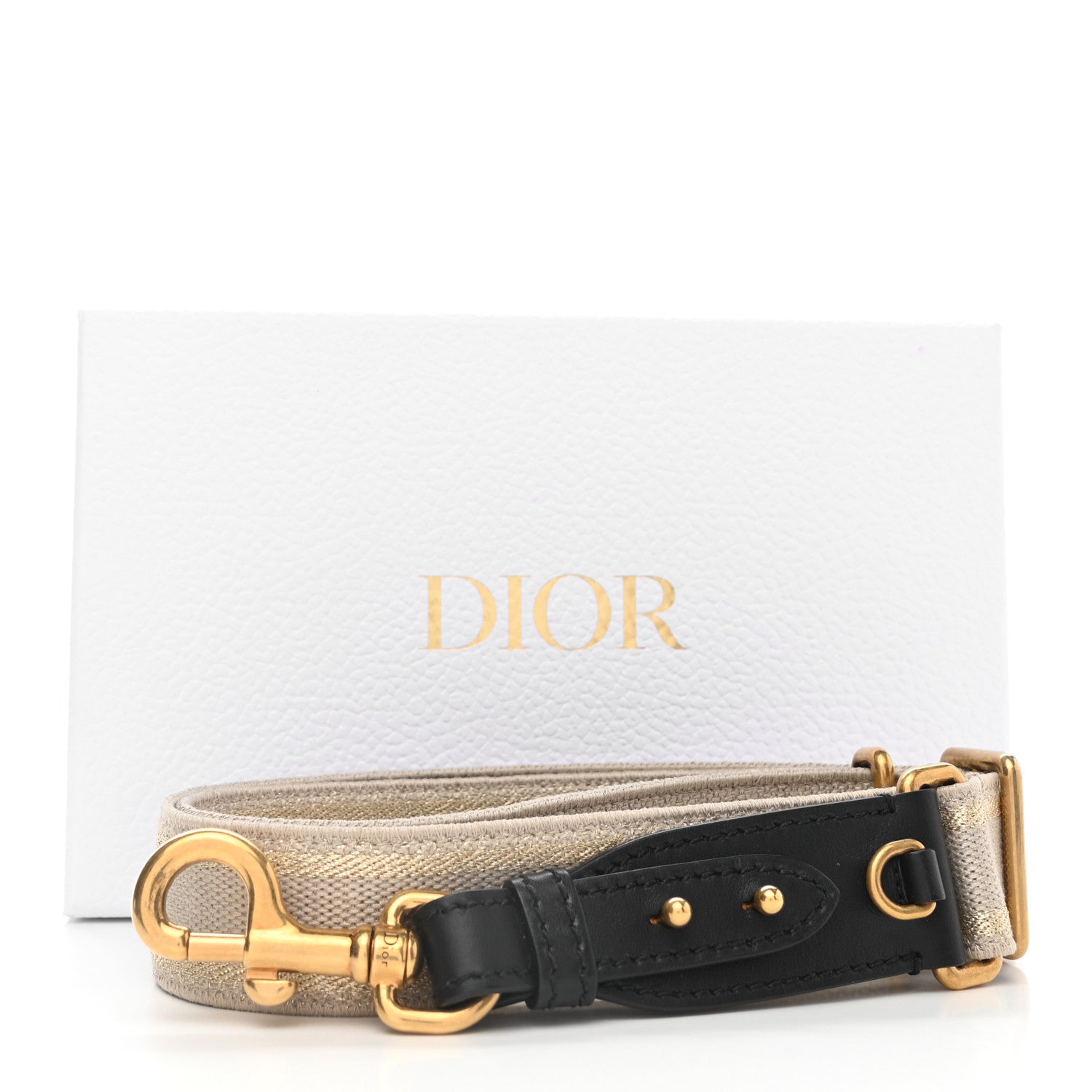 Christian Dior Canvas Embroidered Shoulder Strap Beige Gold 5 of 5