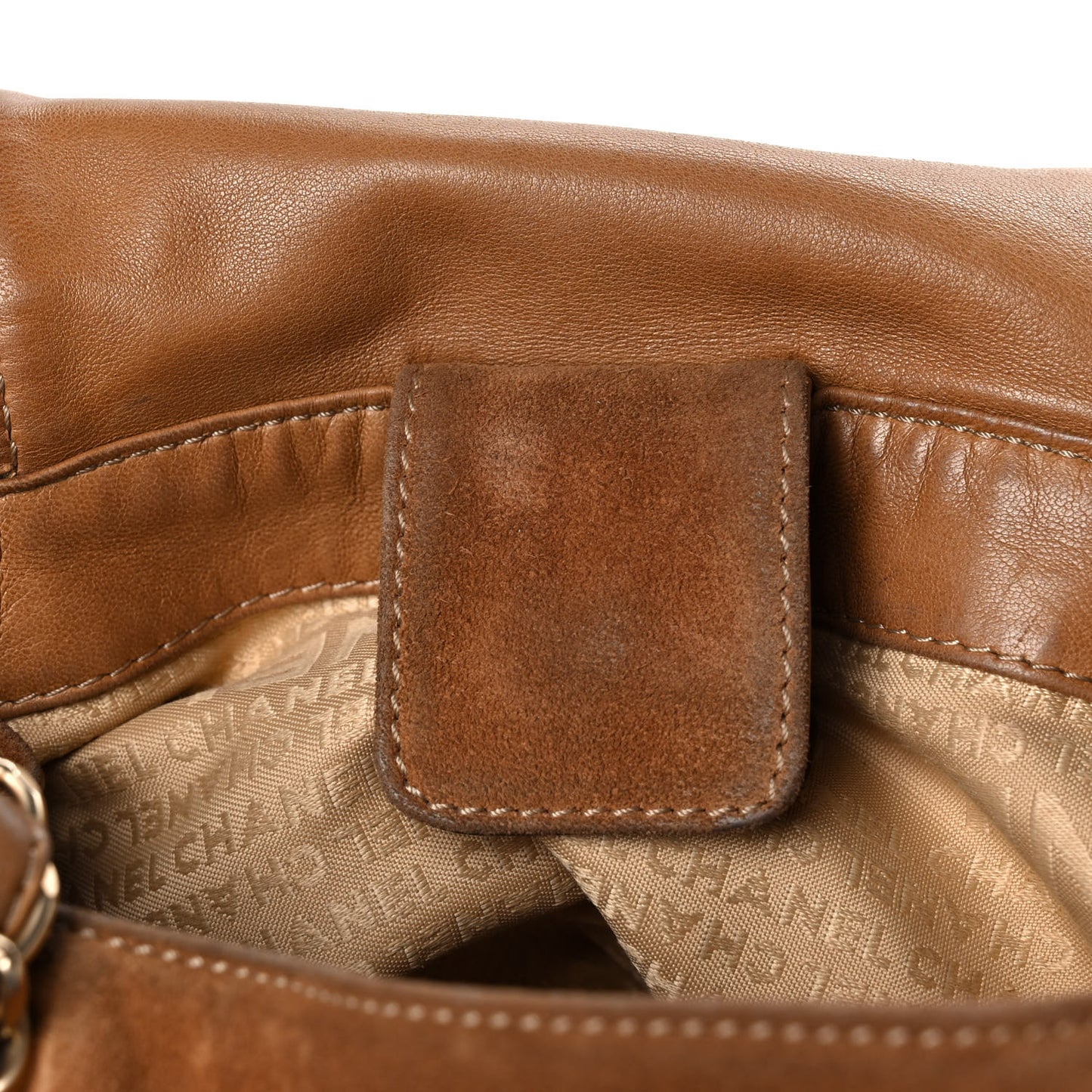 Suede Accordion Flap Brown