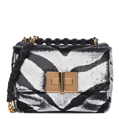 Tom Ford Sequin Zebra Print Natalia Large Bag Black Silver 1 of 8