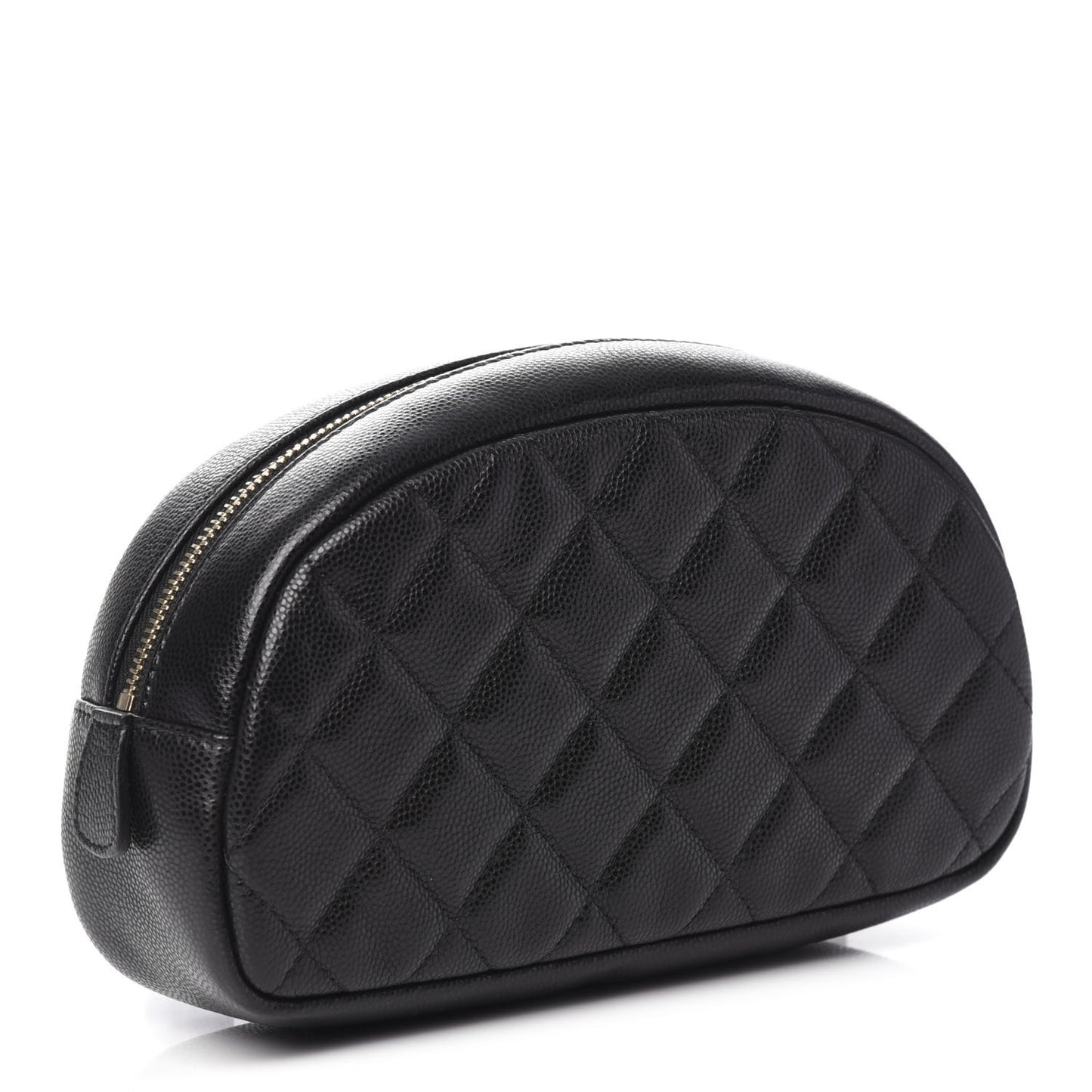 Caviar Quilted Double Zip Pouch Black