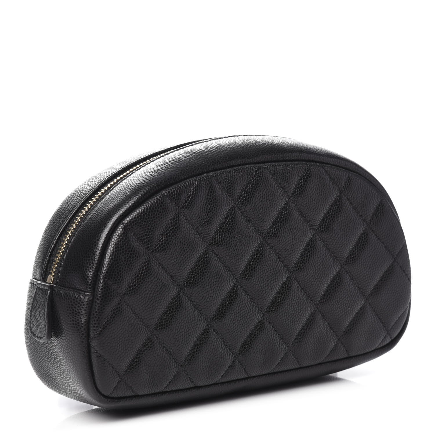 Chanel Caviar Quilted Double Zip Pouch Black 2 of 8