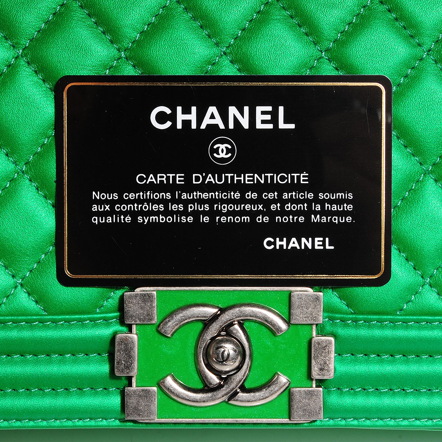 Chanel Metallic Calfskin Quilted Medium Boy Flap Green 11 of 11